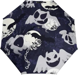 Windproof Travel Umbrellas for Rain,Funny Ghost Bat Durable & Compact Umbrella-Waterproof Canopy for Backpack, Purse, Portable, Umbrella for Travel