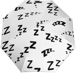 Windproof Travel Umbrellas for Rain,Funny Zzzz Word Pattern Durable & Compact Umbrella-Waterproof Canopy for Backpack, Purse, Portable, Umbrella for Travel