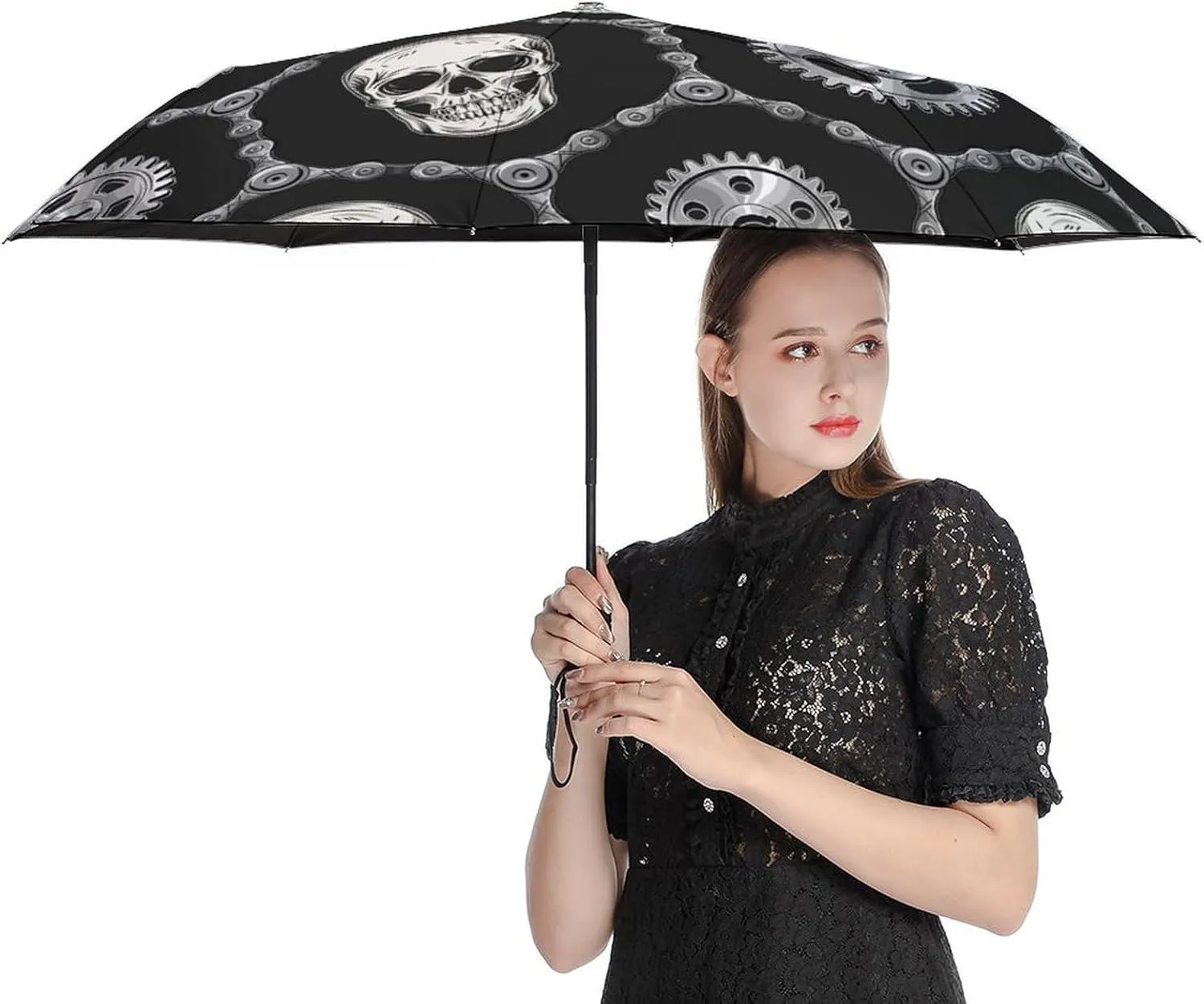 Windproof Travel Umbrellas for Rain,Groovy Flame Fire Pattern Durable & Compact Umbrella-Waterproof Canopy for Backpack, Purse, Portable, Umbrella for Travel