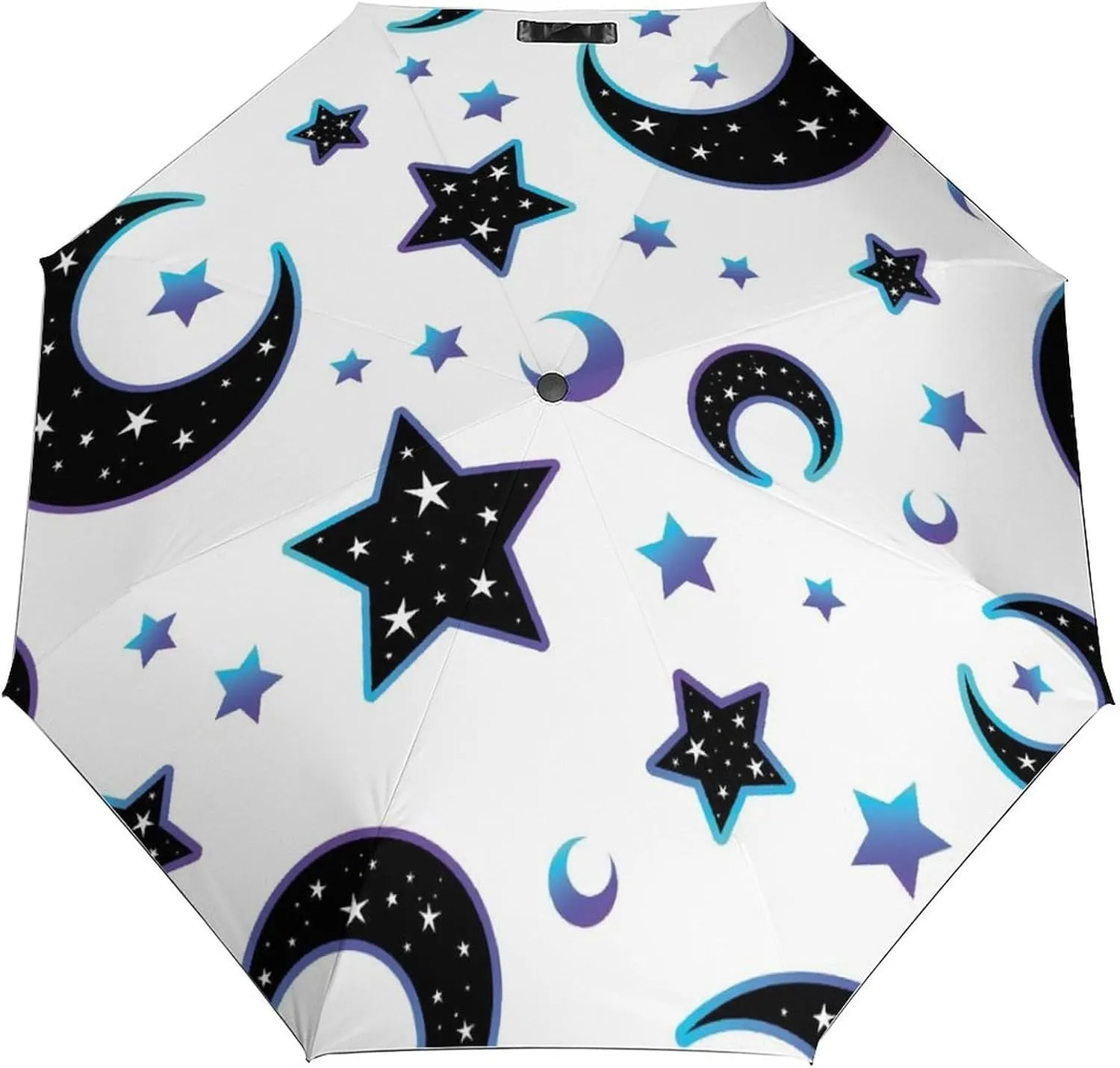 Windproof Travel Umbrellas for Rain,Neon Moon Stars Durable & Compact Umbrella-Waterproof Canopy for Backpack, Purse, Portable, Umbrella for Travel