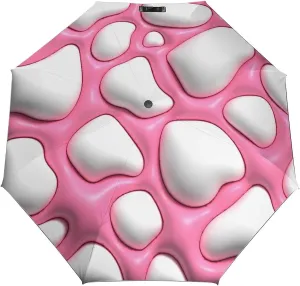 Windproof Travel Umbrellas for Rain,Pink Cow Skin 3d Durable & Compact Umbrella-Waterproof Canopy for Backpack, Purse, Portable, Umbrella for Travel