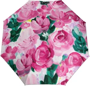 Windproof Travel Umbrellas for Rain,Pink Flowers Hand Drawn Durable & Compact Umbrella-Waterproof Canopy for Backpack, Purse, Portable, Umbrella for Travel