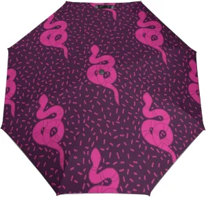 Windproof Travel Umbrellas for Rain,Pink Snakes Pattern Durable & Compact Umbrella-Waterproof Canopy for Backpack, Purse, Portable, Umbrella for Travel