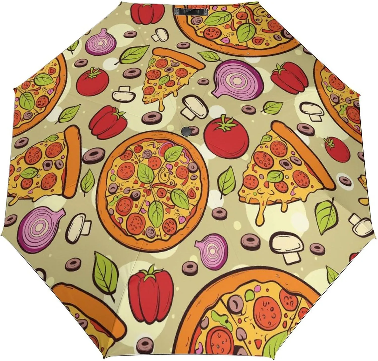 Windproof Travel Umbrellas for Rain,Pizza Onions Tomatoes Durable & Compact Umbrella-Waterproof Canopy for Backpack, Purse, Portable, Umbrella for Travel