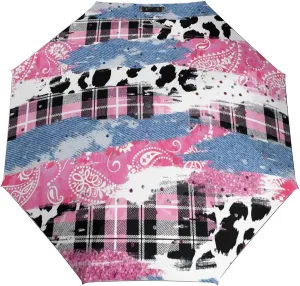 Windproof Travel Umbrellas for Rain,Plaid Black And White Leopard Durable & Compact Umbrella-Waterproof Canopy for Backpack, Purse, Portable, Umbrella for Travel
