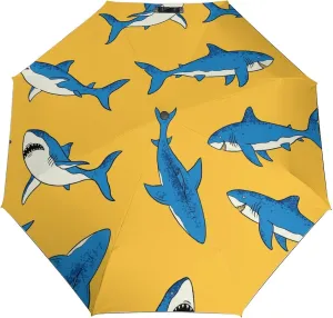 Windproof Travel Umbrellas for Rain,Sea Fish Shark Yellow Durable & Compact Umbrella-Waterproof Canopy for Backpack, Purse, Portable, Umbrella for Travel