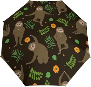Windproof Travel Umbrellas for Rain,Sloth Yoga Cute Durable & Compact Umbrella-Waterproof Canopy for Backpack, Purse, Portable, Umbrella for Travel