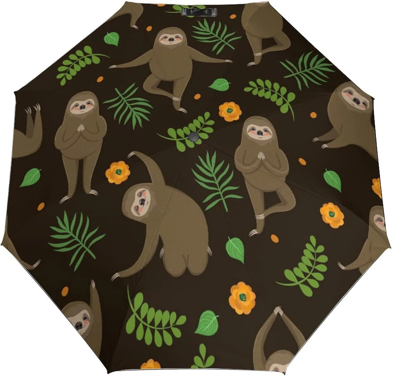 Windproof Travel Umbrellas for Rain,Sloth Yoga Cute Durable & Compact Umbrella-Waterproof Canopy for Backpack, Purse, Portable, Umbrella for Travel