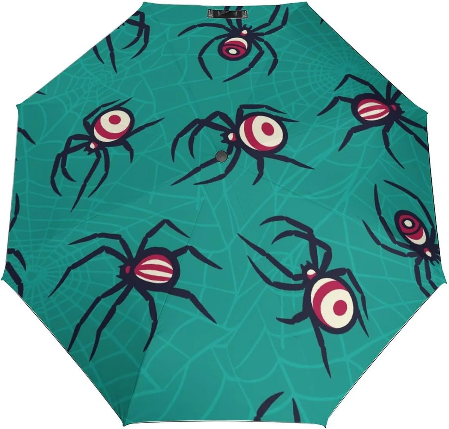 Windproof Travel Umbrellas for Rain,Spider Web Green Halloween Durable & Compact Umbrella-Waterproof Canopy for Backpack, Purse, Portable, Umbrella for Travel