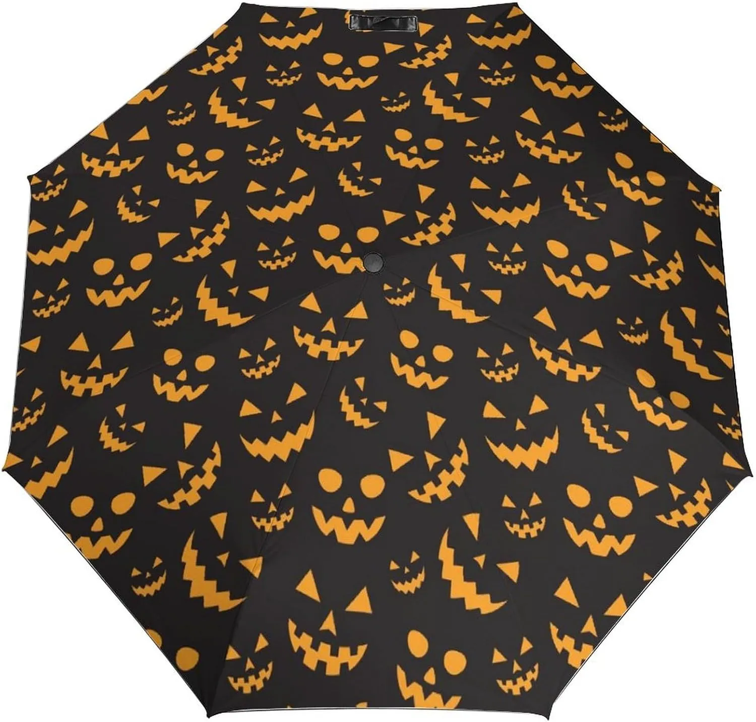 Windproof Travel Umbrellas for Rain,Spooky Orange Pumpkins Faces Durable & Compact Umbrella-Waterproof Canopy for Backpack, Purse, Portable, Umbrella for Travel