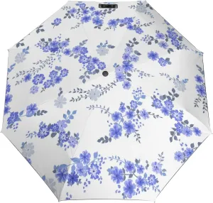 Windproof Travel Umbrellas for Rain,Trendy Blue Flowers Durable & Compact Umbrella-Waterproof Canopy for Backpack, Purse, Portable, Umbrella for Travel