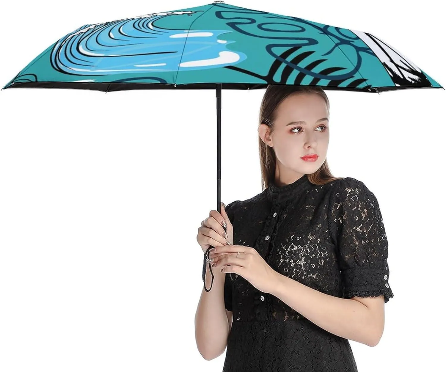 Windproof Travel Umbrellas for Rain,Tropical Summer Surfboard Durable & Compact Umbrella-Waterproof Canopy for Backpack, Purse, Portable, Umbrella for Travel