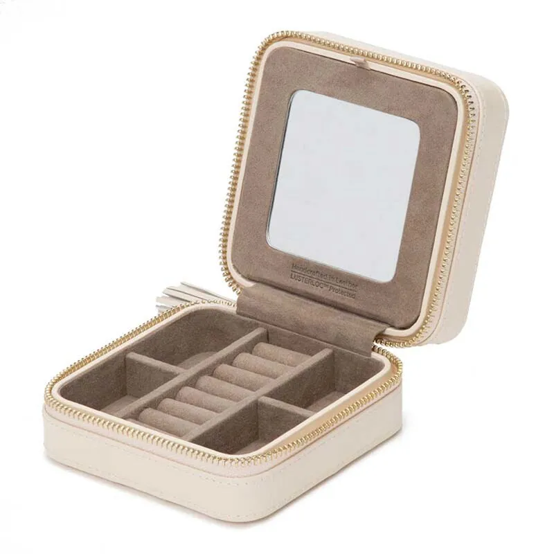 WOLF Caroline Jewelry Zip Travel Case - Ivory