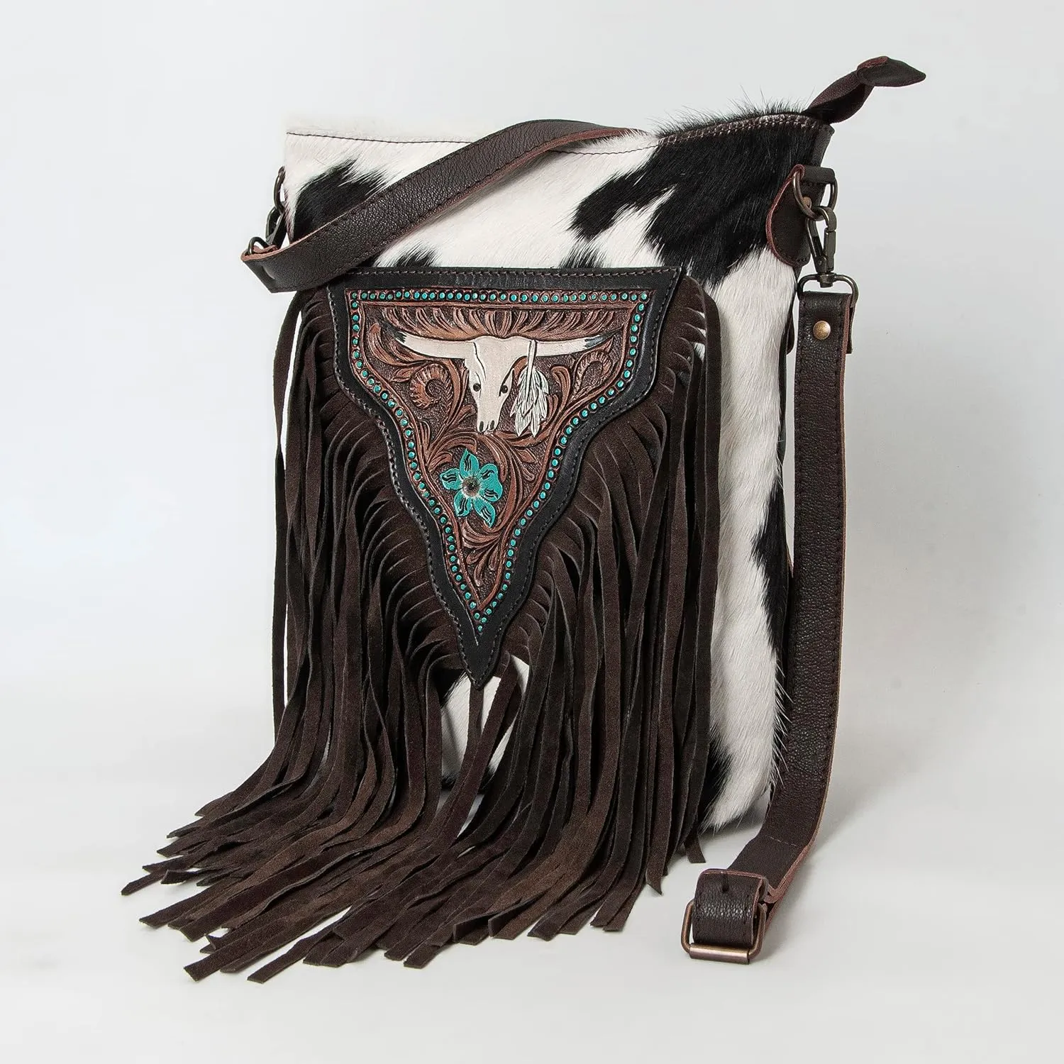 Women Natural Cowhide Leather Hand Bag With Adjustable Detachable Strap Leather Massenger Handbag