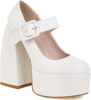 Women's Gothic Mary Jane Pumps Round Toe Chunky High Block Heels Ankle Strap Dress Platform Shoes