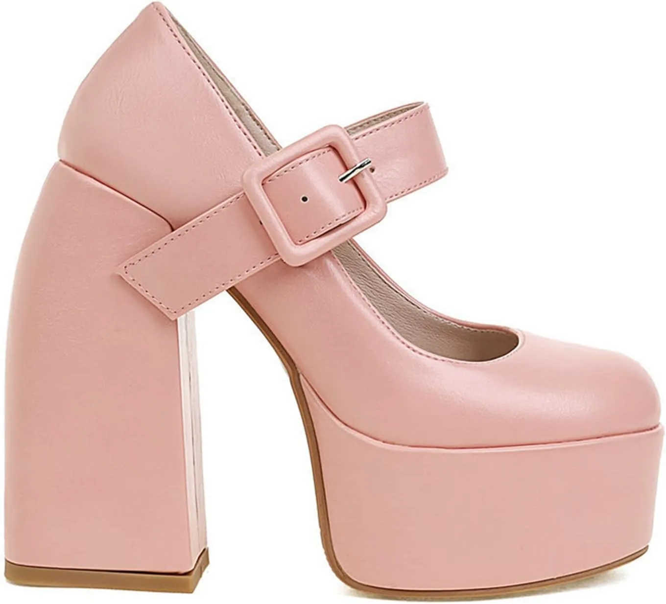 Women's Gothic Mary Jane Pumps Round Toe Chunky High Block Heels Ankle Strap Dress Platform Shoes