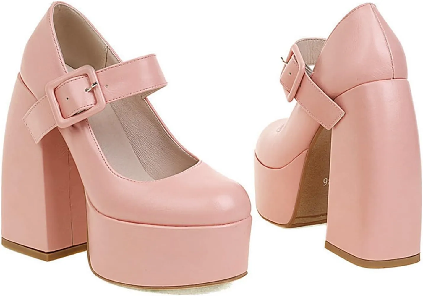 Women's Gothic Mary Jane Pumps Round Toe Chunky High Block Heels Ankle Strap Dress Platform Shoes