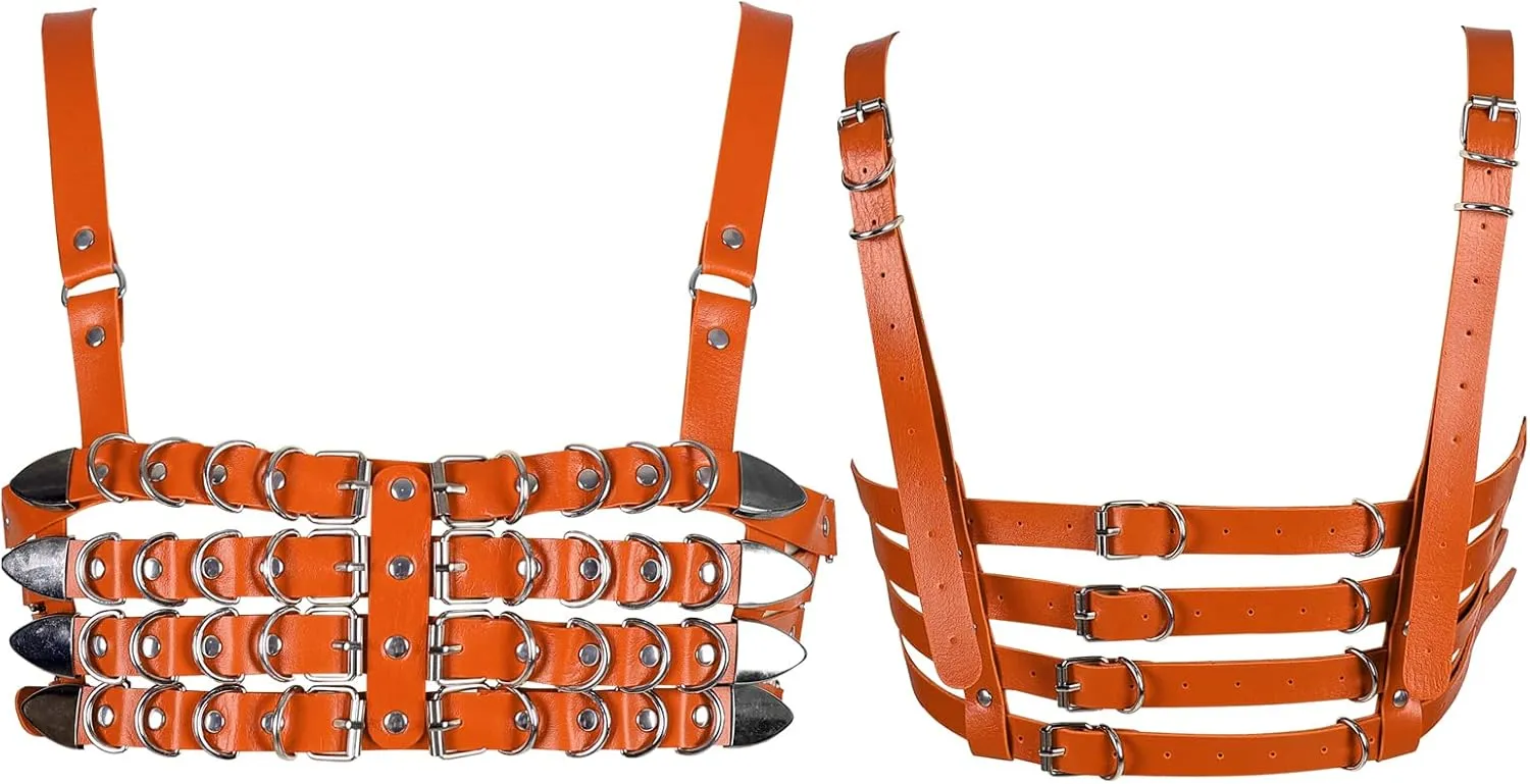 Womens Leather Full Cage Body Harness Tops Hollow Out Lingerie Punk Gothic Halloween Rave Clothing