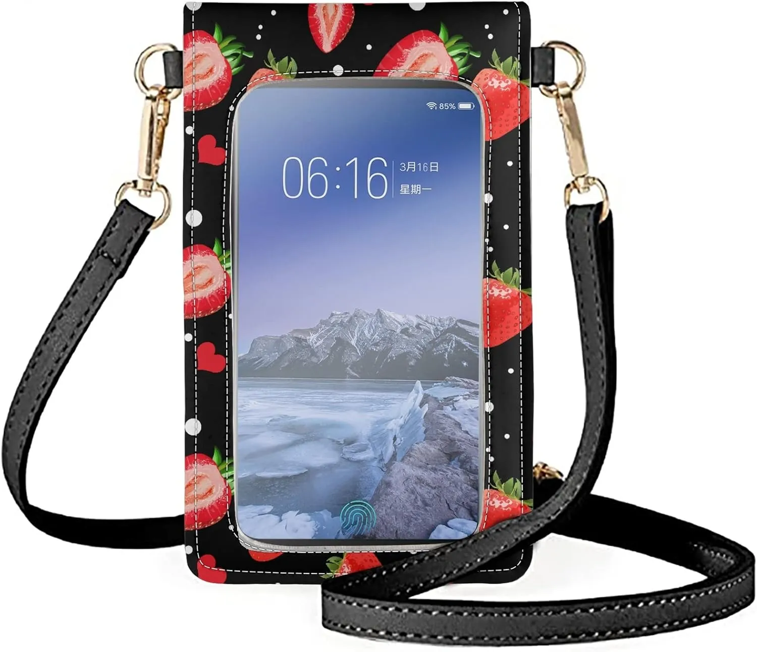 Womens Phone Bags Leather Messenger Bag with Card Slots Crossbody Shoulder Handbags Small Cash Money Manager