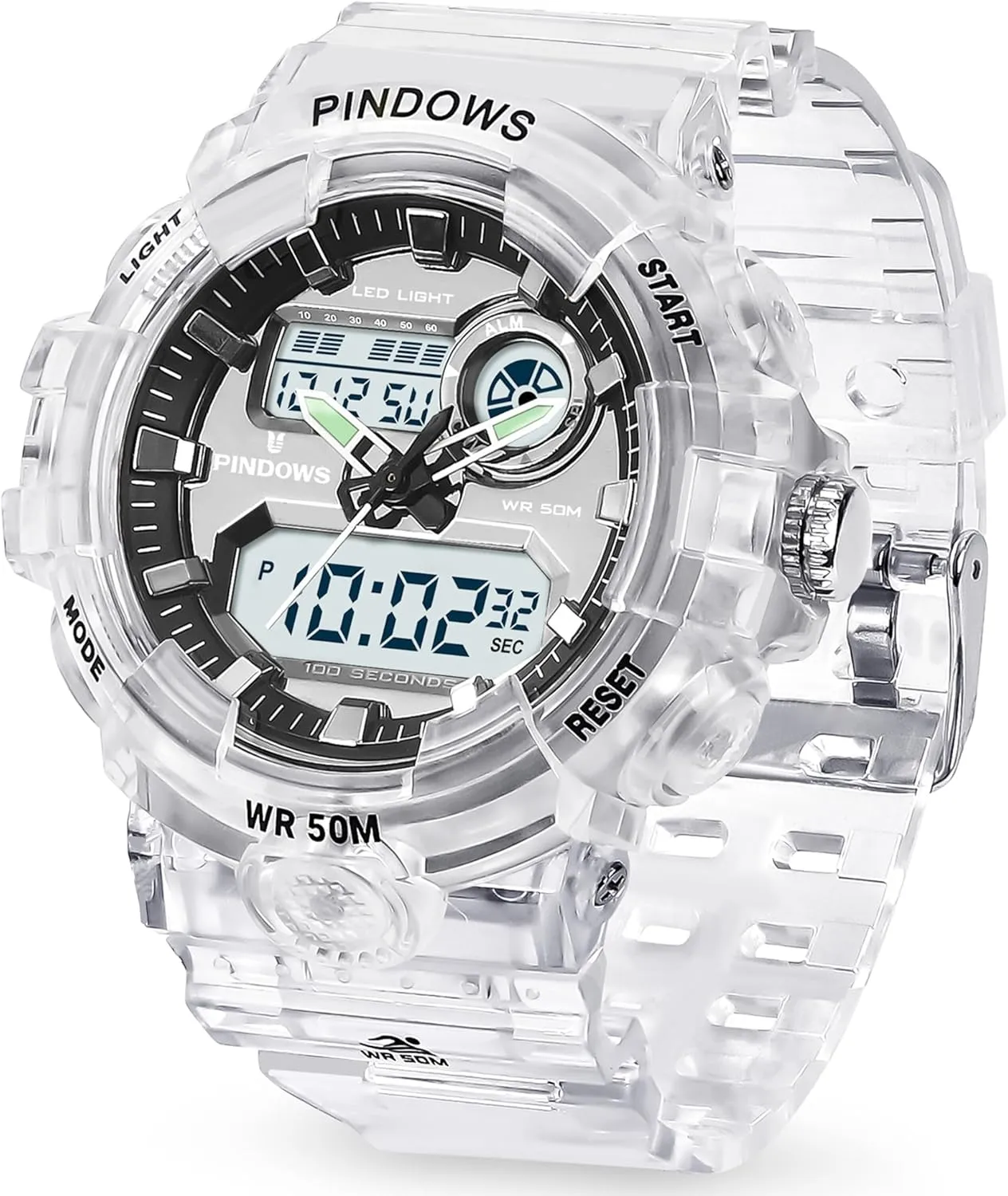 Womens Watch for Women Digital Sports Watch,7 Color LED Light Large Analog Digital Display Waterproof Watch with Alarm Stopwatch Hourly Chime Multi-Function Wrist Watches