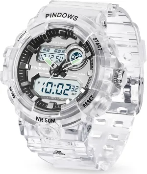 Womens Watch for Women Digital Sports Watch,7 Color LED Light Large Analog Digital Display Waterproof Watch with Alarm Stopwatch Hourly Chime Multi-Function Wrist Watches