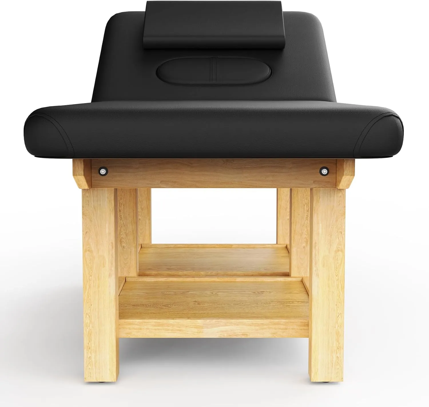 Wood Wide Stationary Massage Table for Treatment Table Physical Therapy Table Spa Facial Bed, PU Leather 31.5'' Wide 75'' Long Heavy Duty Professional Stationary Massage Bed - Black, 6-Legged