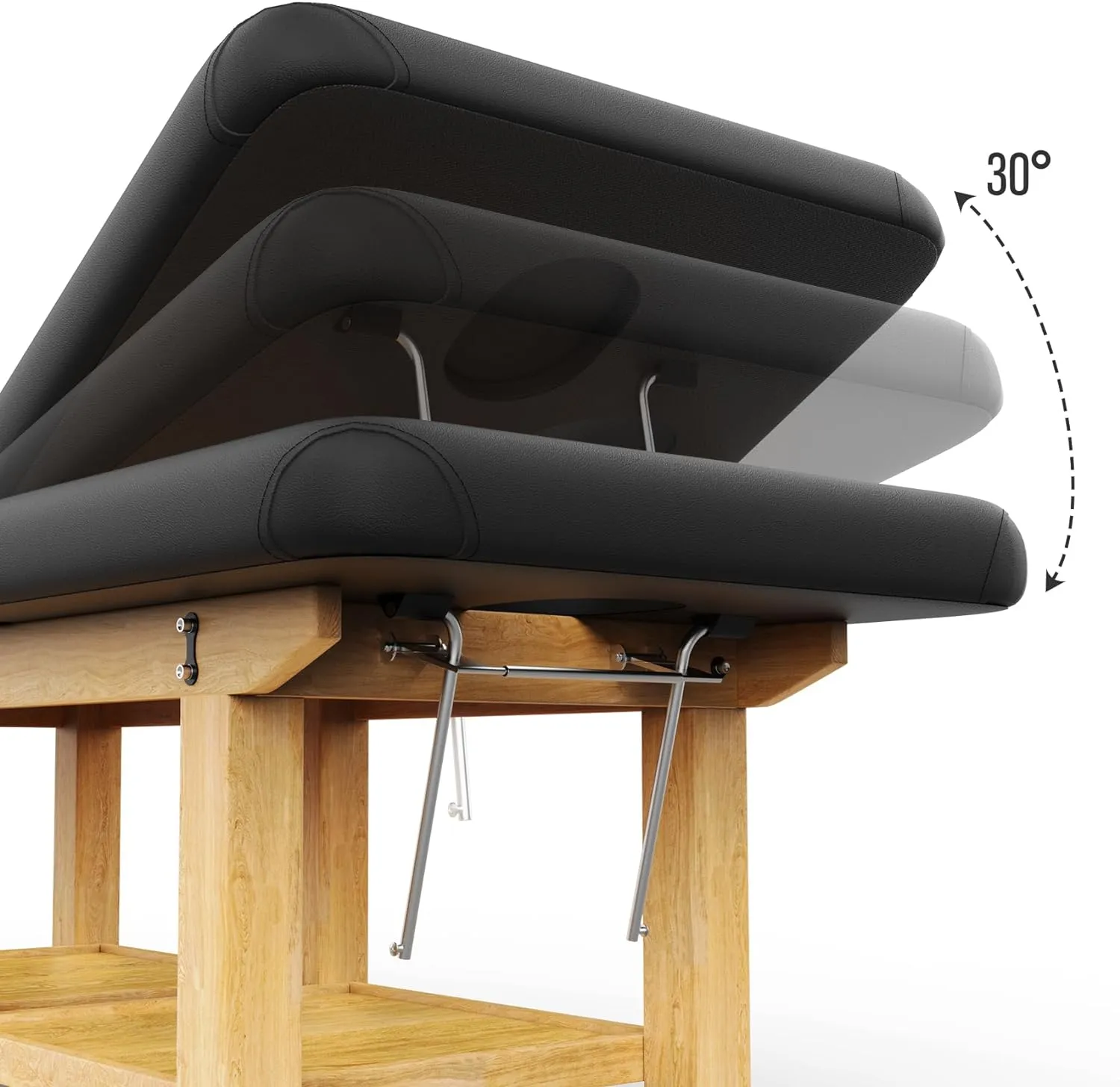 Wood Wide Stationary Massage Table for Treatment Table Physical Therapy Table Spa Facial Bed, PU Leather 31.5'' Wide 75'' Long Heavy Duty Professional Stationary Massage Bed - Black, 6-Legged