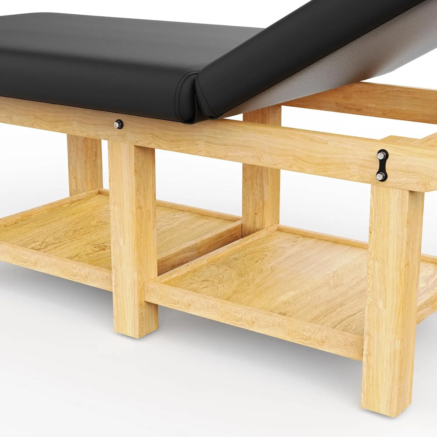 Wood Wide Stationary Massage Table for Treatment Table Physical Therapy Table Spa Facial Bed, PU Leather 31.5'' Wide 75'' Long Heavy Duty Professional Stationary Massage Bed - Black, 6-Legged