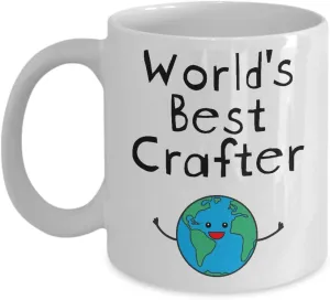 World's Best Crafter Mug - Funny Coffee Cup Gifts for Leather Jewelry Woodcrater Lenscrafter Manager - Men Women Badass Future Superpower Ever Trust Me I am Awesome - 11oz
