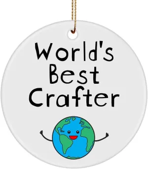 World's Best Crafter Ornament for Christmast Tree Party Day Appreciation Thank You Retirement Farewell - Leather Jewelry Woodcrater Lenscrafter Manager - Round Shaped Circle