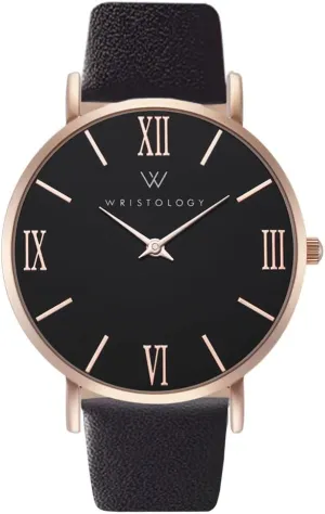 Wristology 29 Options - Maxi Leather Band Roman Numerals Boyfriend Watch - Interchangeable Genuine Leather Strap - Large Easy to Read Analog Face for Women or Men