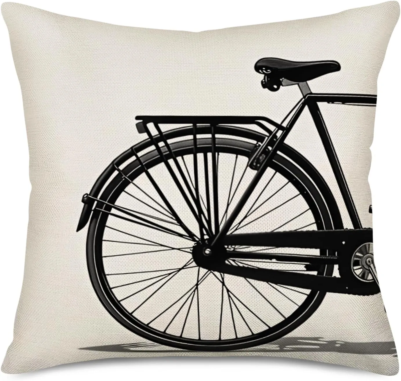 Xihomeli Black Bicycle Throw Pillow Covers Set of 2 Cotton Linen Old Style Bike Pillow Case Cushion Cover Rustic Farmhouse Pillow Cover Outdoor Decorations Sofa Couch(Black Bike-Two)