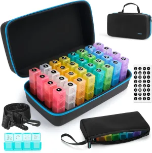 Yewltvep Monthly Pill Organizer 4 Times a Day, Pill Box Organizer with 32 Daily Compartments, 30 Day Pill Organizer 4 Times a Day Pill Holder with Hard Shell Travel Case Weekly Pill Bag 4 Times a Day