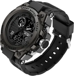 Yihou Men's Military Watch Outdoor Sports Electronic Watch Tactical Army Wristwatch LED Stopwatch Waterproof Digital Analog Watches