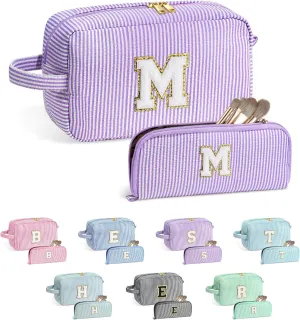 YOOLIFE Mothers Day Gifts for Women - Initial Makeup Bag, Birthday Gifts for Women Mom Sister Friend Daughter Teen Girls
