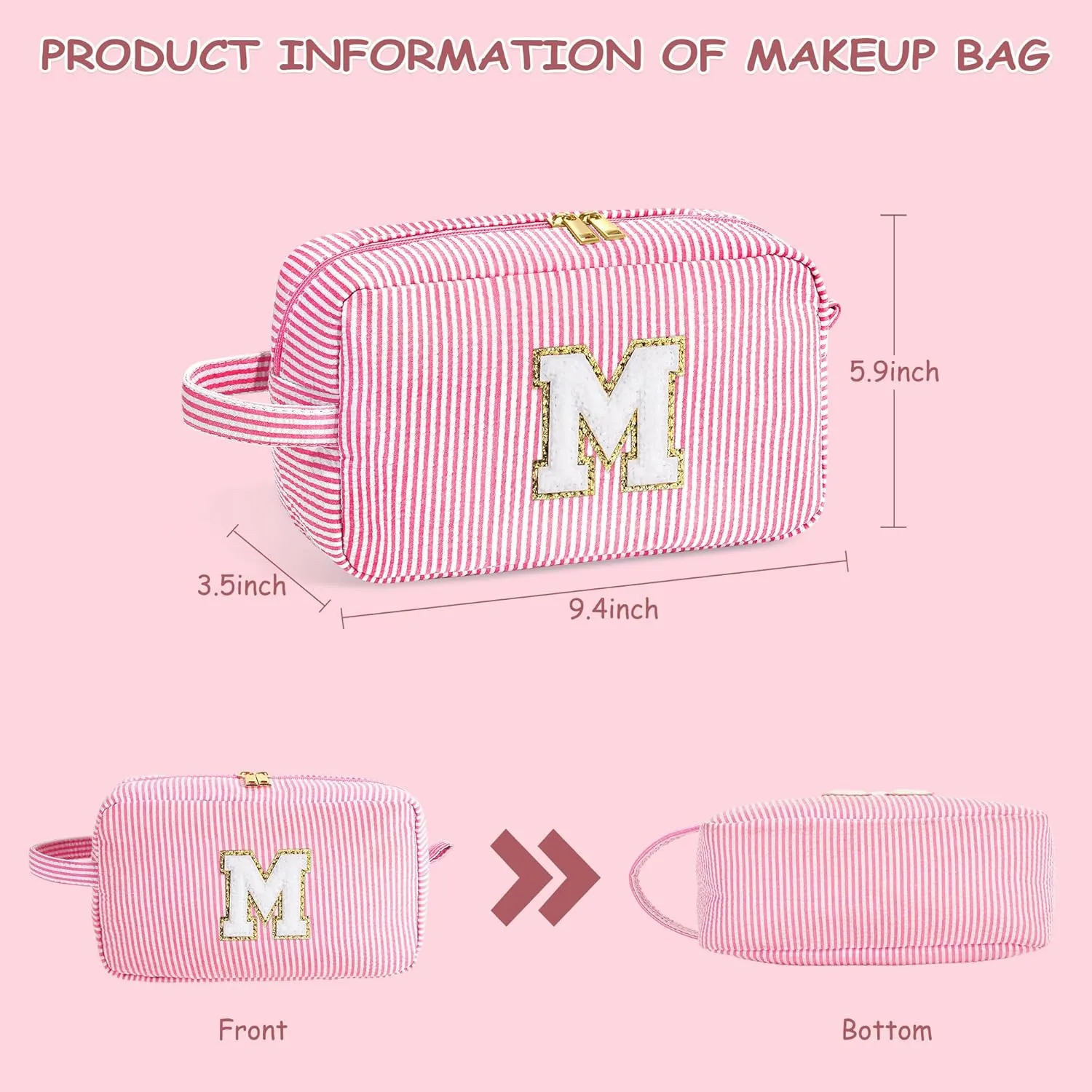 YOOLIFE Mothers Day Gifts for Women - Initial Makeup Bag, Birthday Gifts for Women Mom Sister Friend Daughter Teen Girls