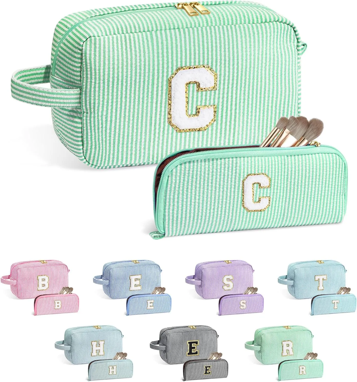 YOOLIFE Mothers Day Gifts for Women - Initial Makeup Bag, Birthday Gifts for Women Mom Sister Friend Daughter Teen Girls