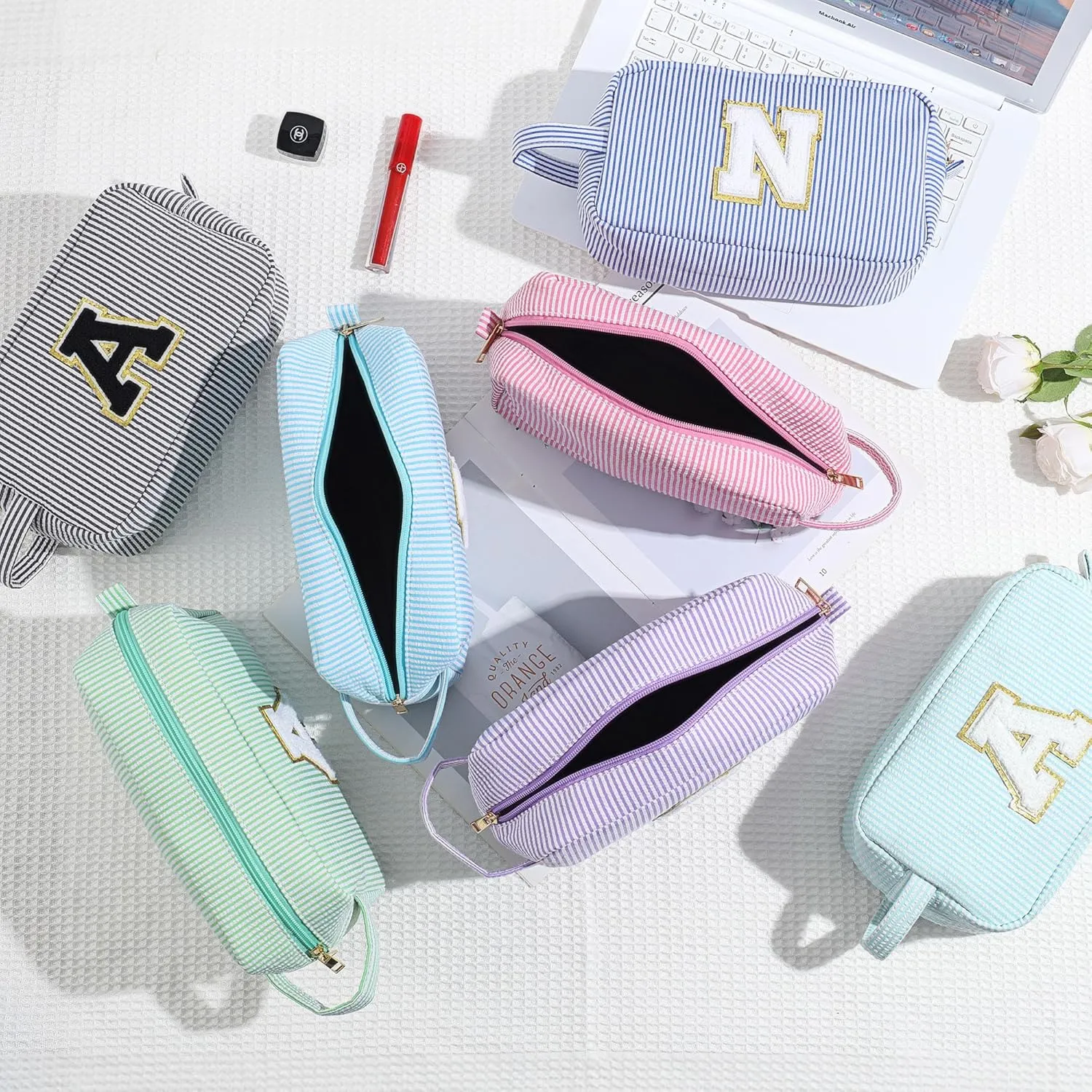 YOOLIFE Mothers Day Gifts for Women - Initial Makeup Bag, Birthday Gifts for Women Mom Sister Friend Daughter Teen Girls