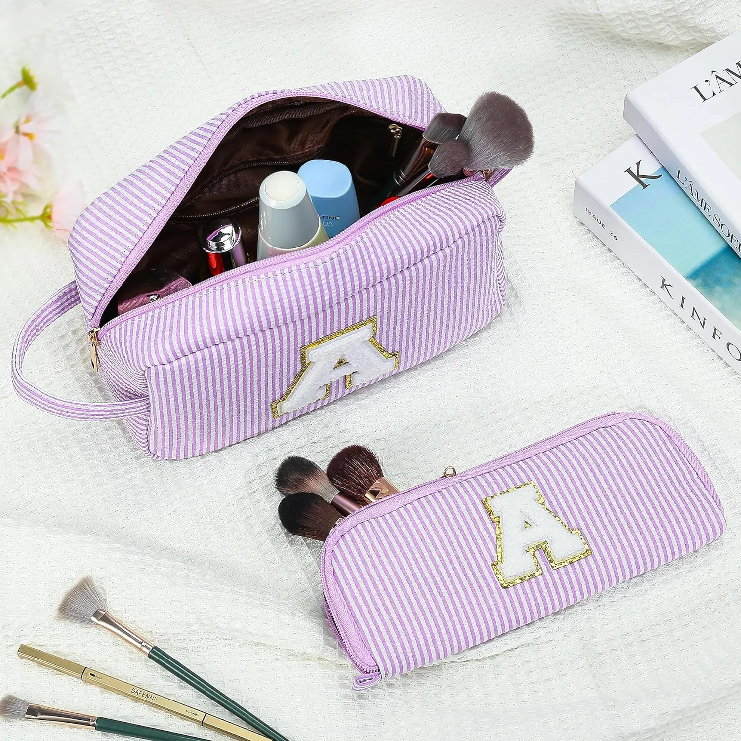 YOOLIFE Mothers Day Gifts for Women - Initial Makeup Bag, Birthday Gifts for Women Mom Sister Friend Daughter Teen Girls