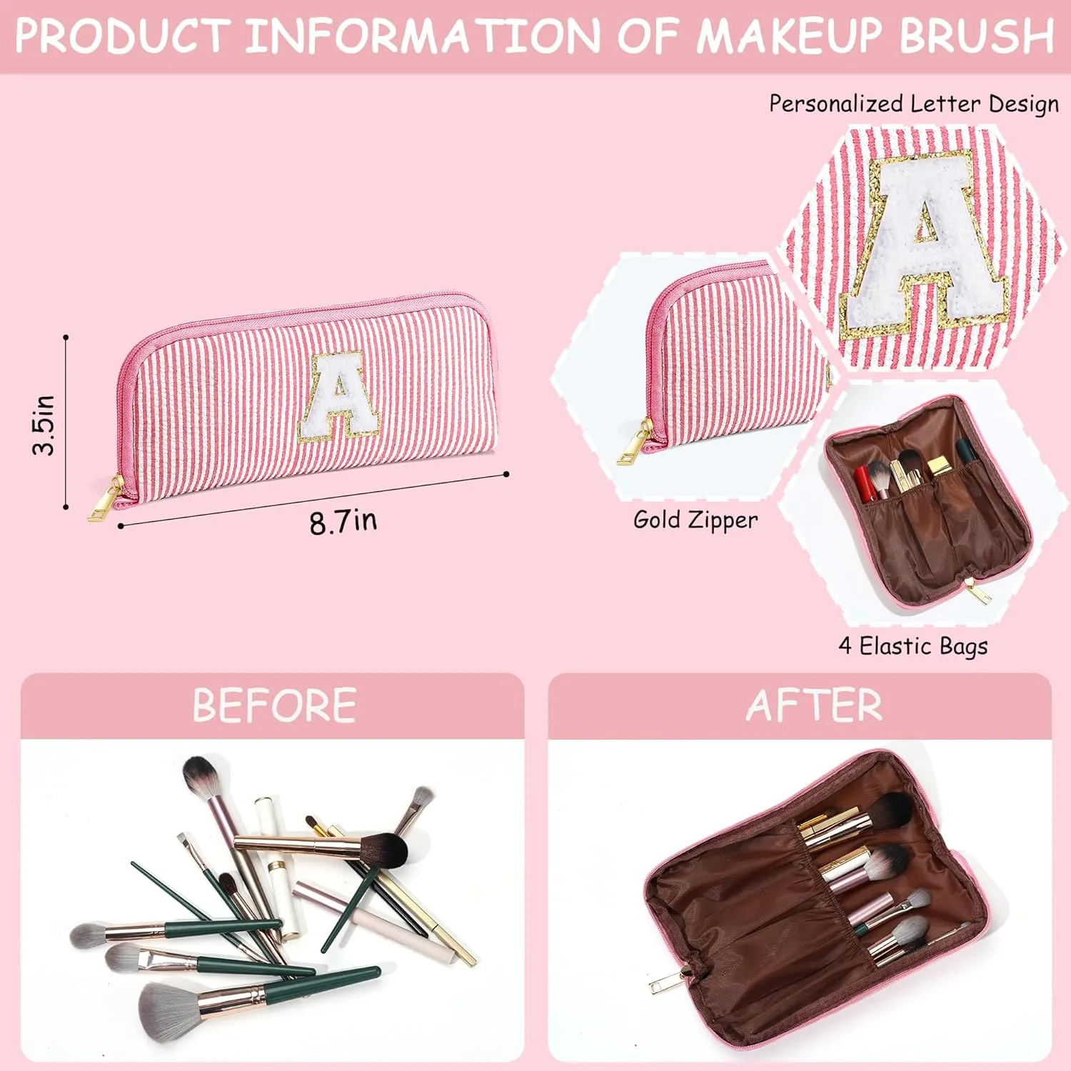 YOOLIFE Mothers Day Gifts for Women - Initial Makeup Bag, Birthday Gifts for Women Mom Sister Friend Daughter Teen Girls