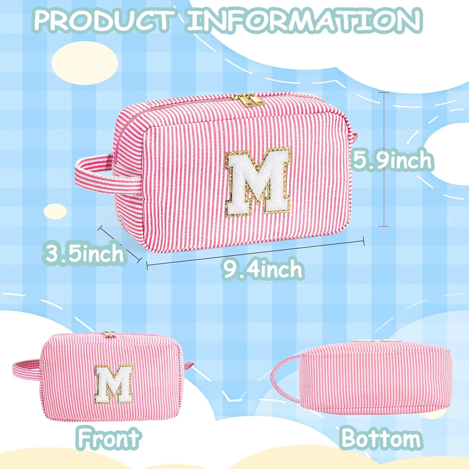 YOOLIFE Mothers Day Gifts for Women - Initial Makeup Bag, Birthday Gifts for Women Mom Sister Friend Daughter Teen Girls