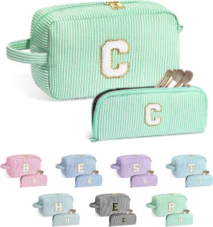 YOOLIFE Mothers Day Gifts for Women - Initial Makeup Bag, Birthday Gifts for Women Mom Sister Friend Daughter Teen Girls