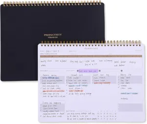 ZERONE CENTRE Productivity Weekly Planner - 54 Sheets Dashboard Spiral Deskpad Has 6 Focus Areas to List Tasks for Goals, Projects, Clients, Academic, or Shopping-Organize Your Daily Work Efficiently