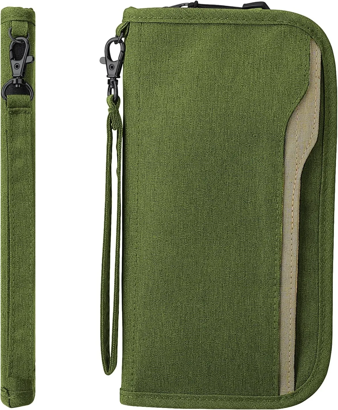 ZOPPEN Passport Holder Family RFID Passport Wallet, Passport Holder Women/Men, Travel Wallet Documents Organizer Zipper Case with Removable Wristlet Strap, Travel Essentials for Flying